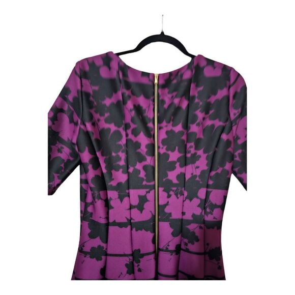 JULIAN TAYLOR Fit & Flare V-Neck Floral Scuba Dress - Size 8 - Picture 4 of 10
